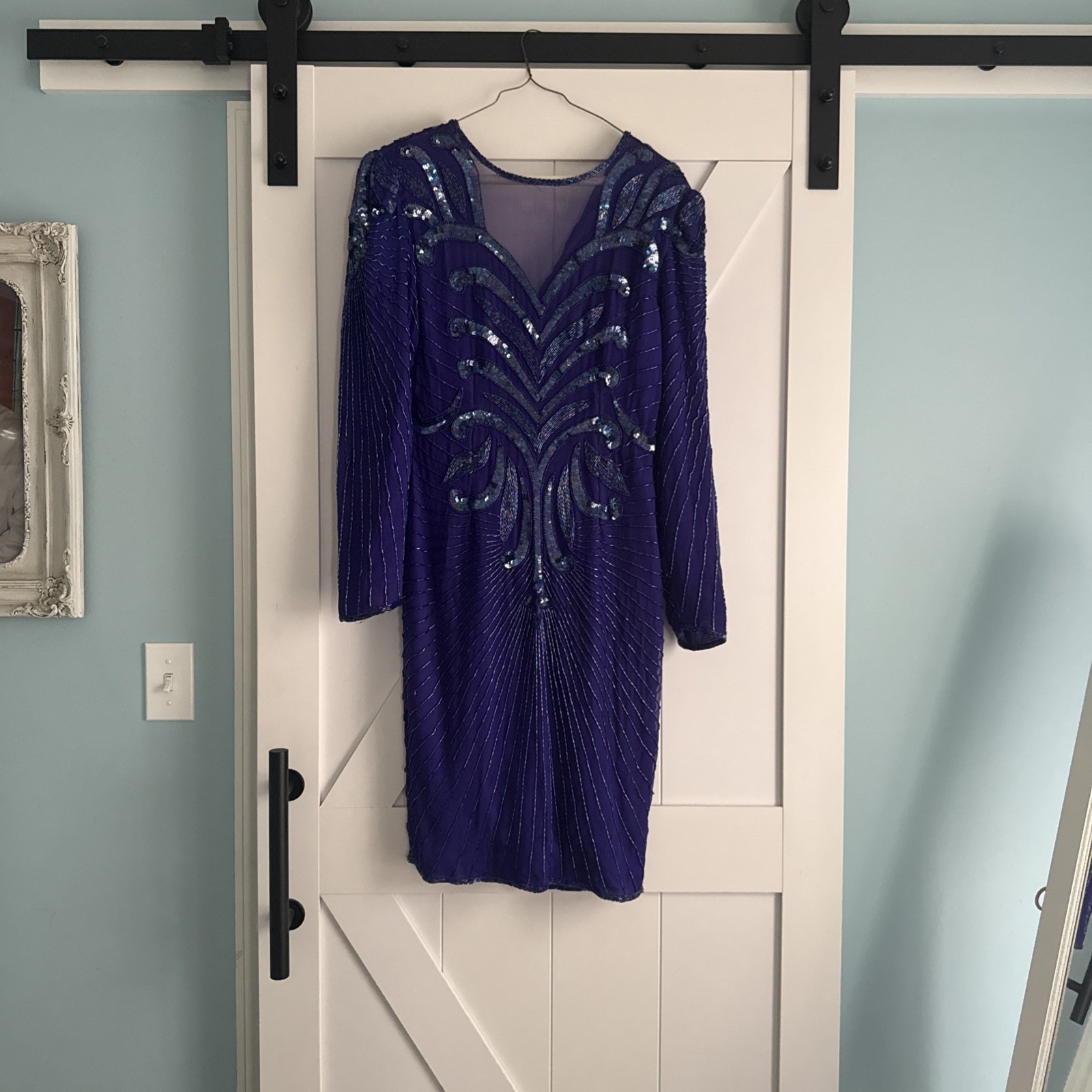 Vintage 1990s Scala Silk Purple Fully Beaded Gown India Prom Cruise Small S